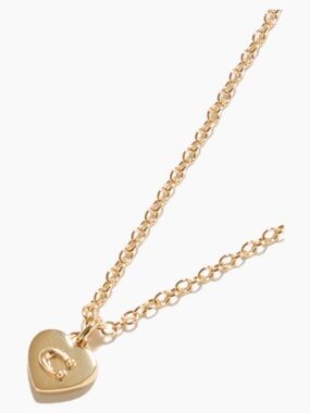 Gold Heart Pendant Necklace with Letter C Charm